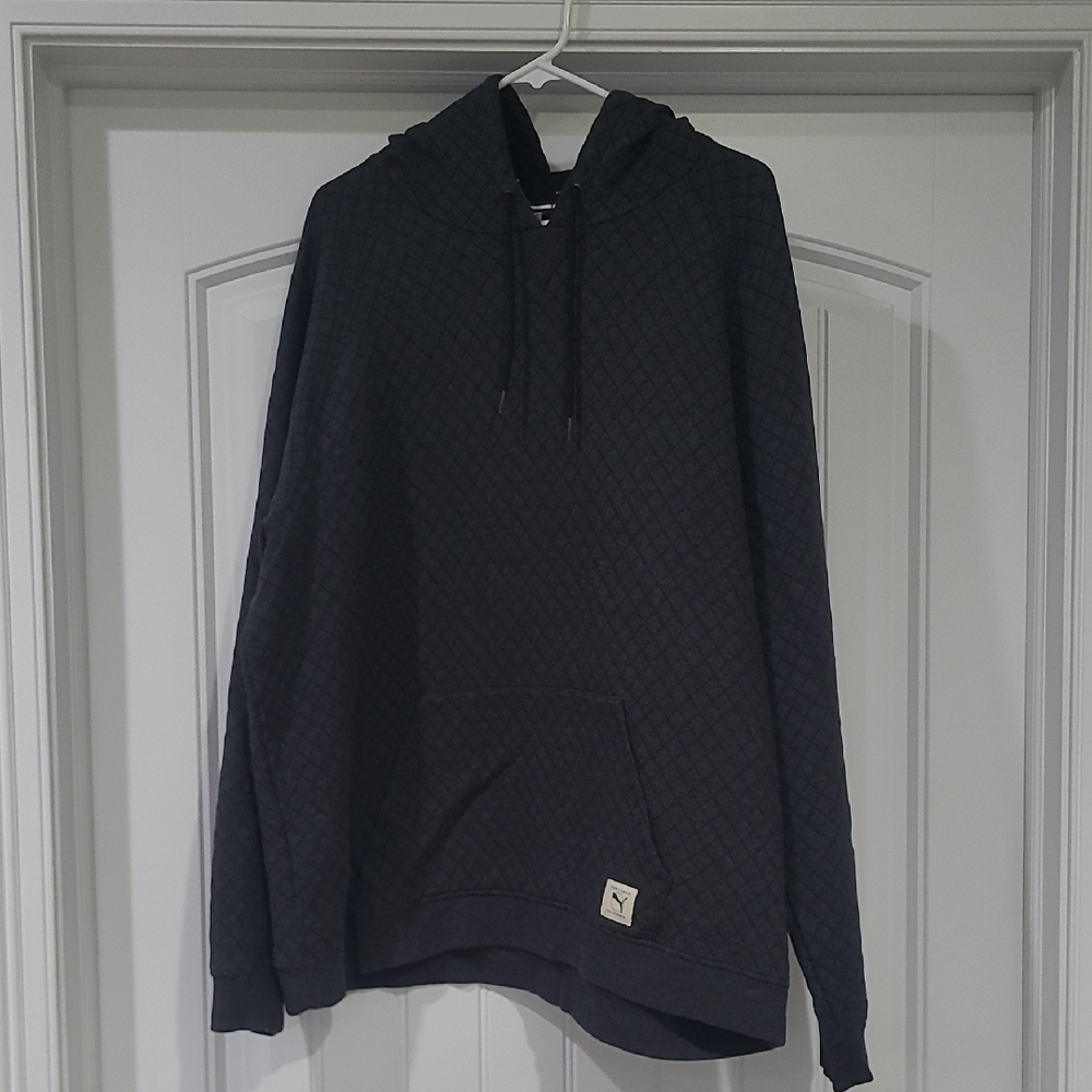 Men's Textured Charcoal Grey Hoodie Sweatshirt